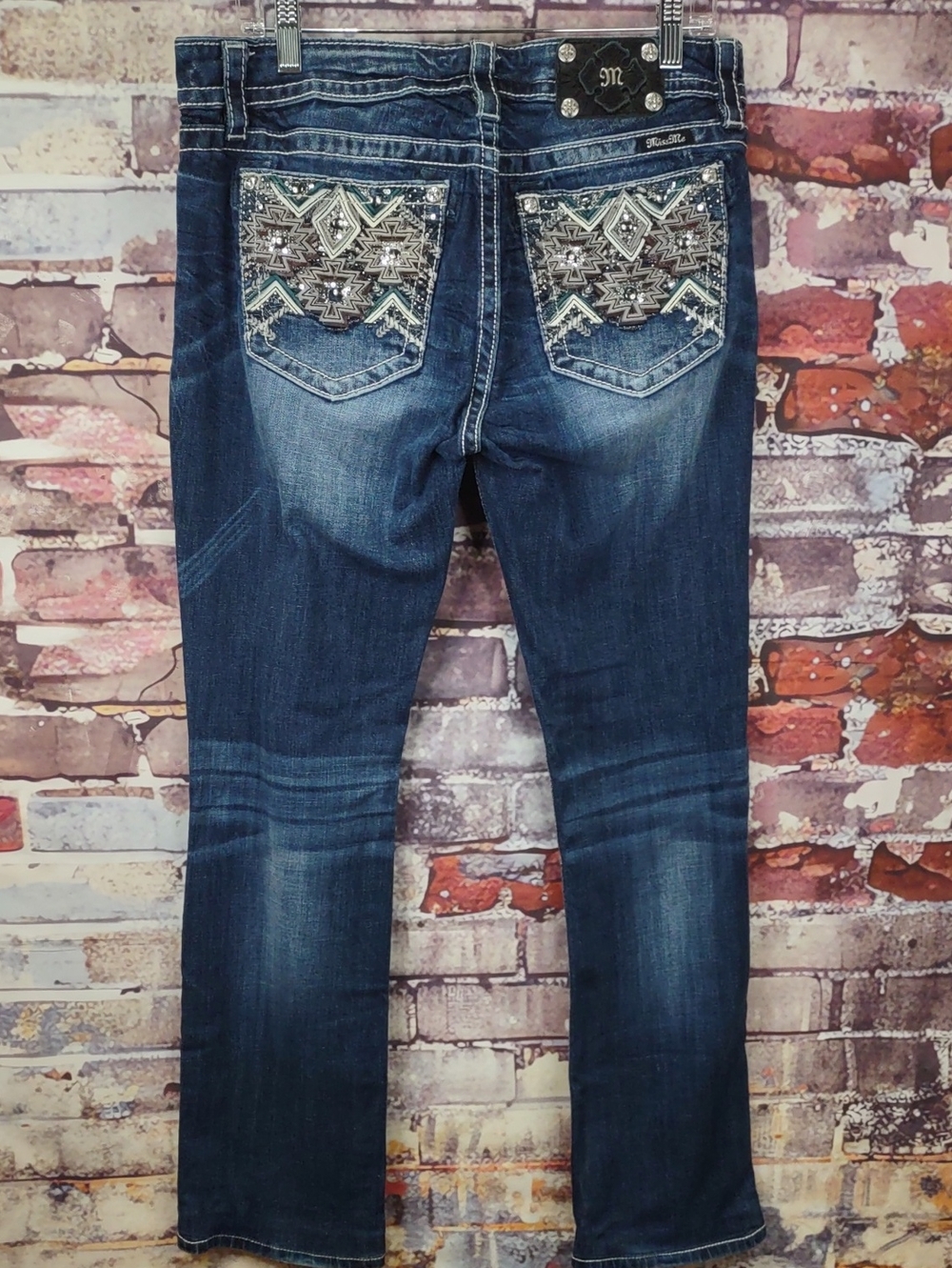 Miss Me Dark Signature Boot Cut Jeans with Embroidered Back Pockets